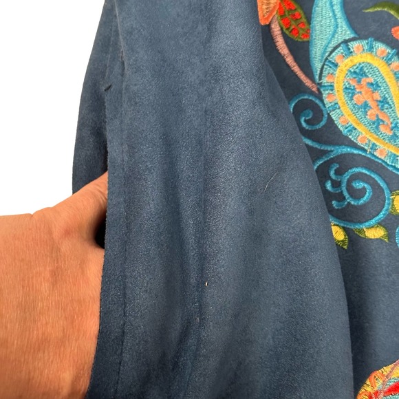 Simply Couture Embroidered Peacock Coat SZ 1X Jacket Faux Suede - Picture 5 of 12